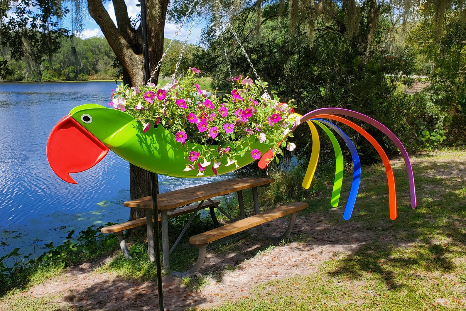 hanging parrot planter Gabby The Green Parrot