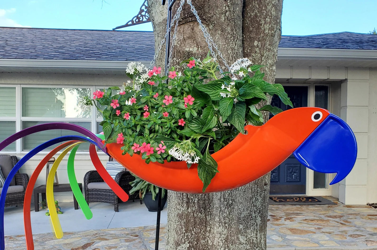parrot hanging planter Oliver The Orange Parrot