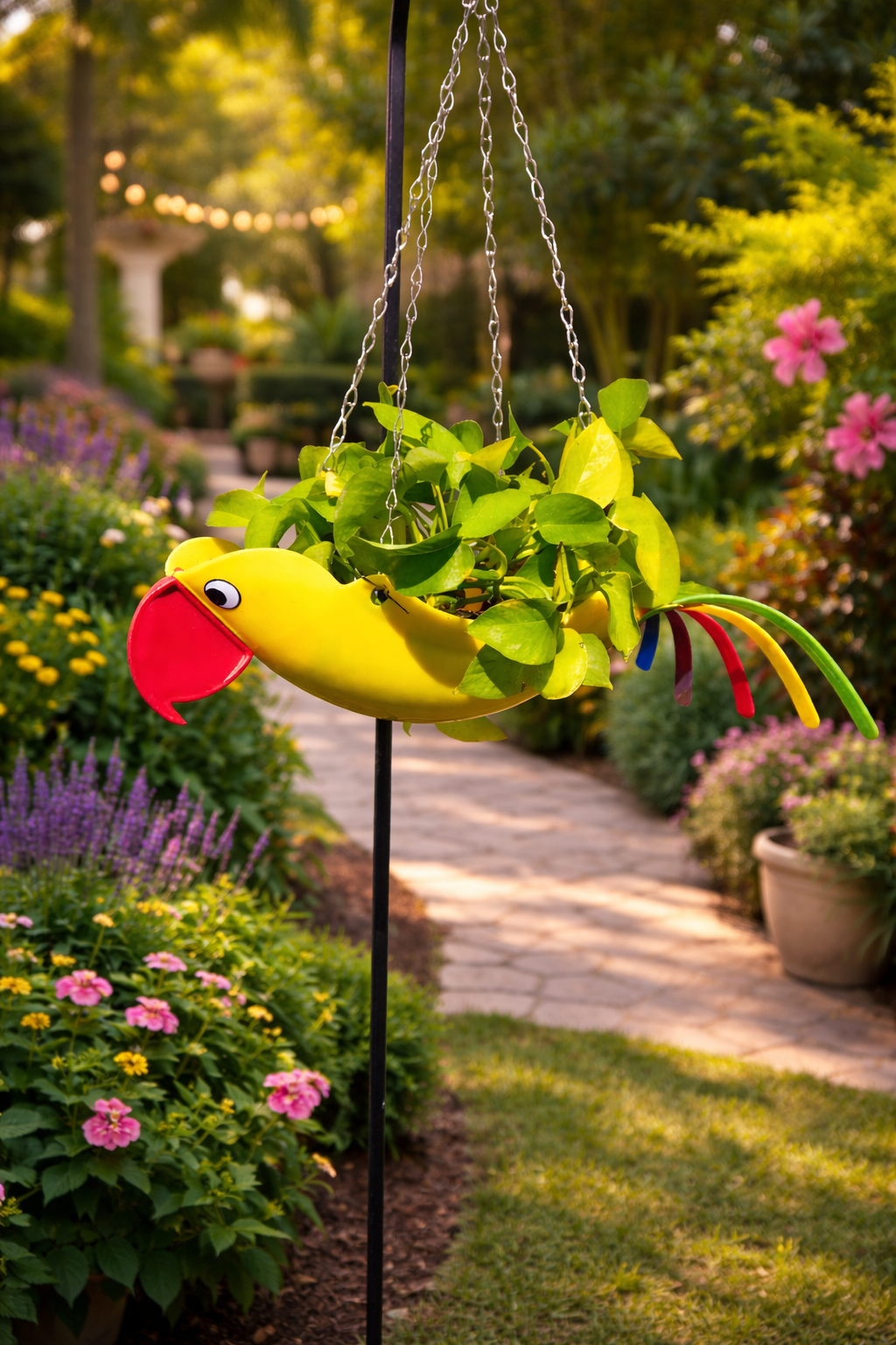 hanging parrot planter MINI Yellow Parrot Planter – Hanging Bird Planter for Succulents & Air Plants, Tropical Garden Decor, Gift‑Ready, UV‑Protected