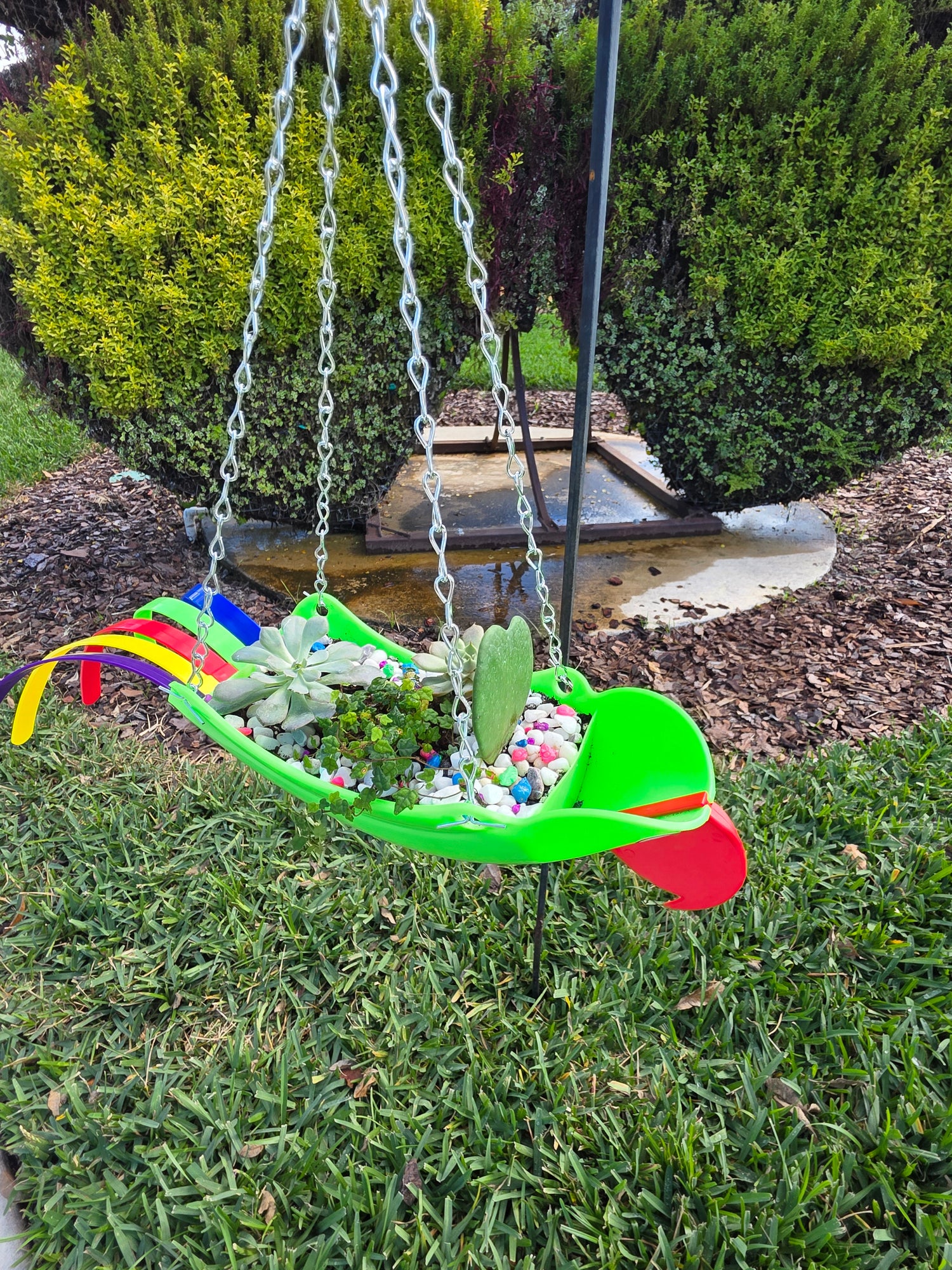 plastic parrot planter "Mini" Green Parrot Planter