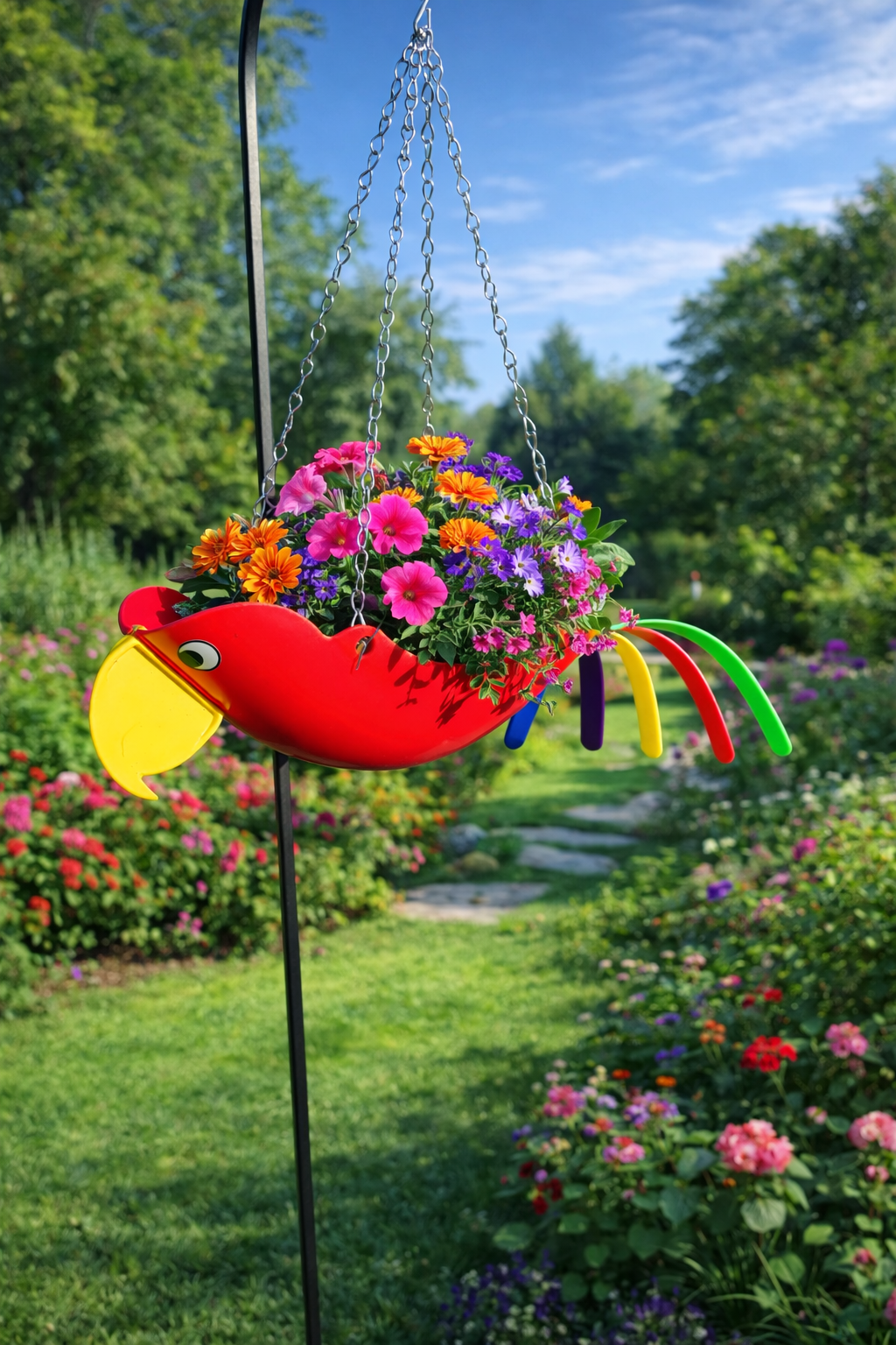 MINI Red Parrot Planter – Cute Hanging Bird Planter Gift for Plant Lovers, Succulents & Air Plants, Tropical Home Decor, Unique Design